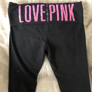 Pink glitter yoga pants